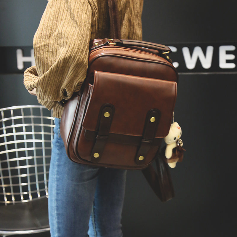 Women''s Bag Retro British Backpack Student Schoolbag Pu Campus