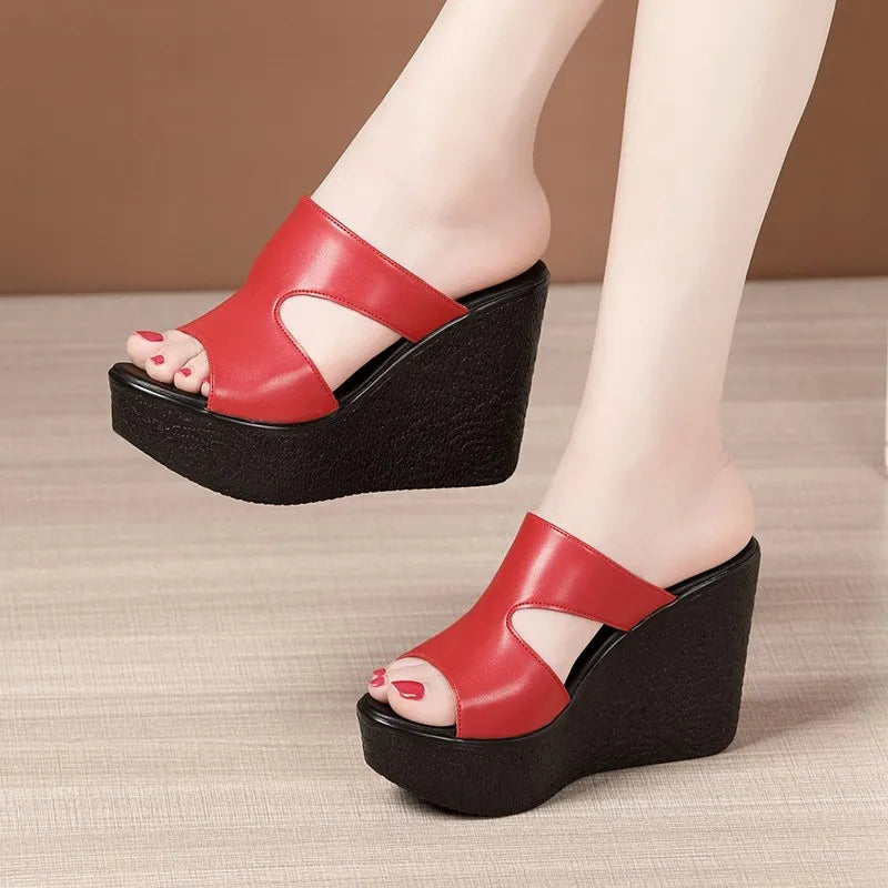 2025 New Women's Wedge Platform Slippers 2025 Summer New Sexy High Heel Sandals Fashion Open Toe Beach Shoes for Women