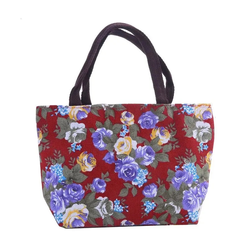 Women's Handbag Rose Print Fashion Casual Canvas Bag For Ladies Spring and Autumn 2024 New Travel Portable Bag