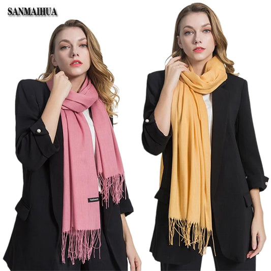 Women's Scarf Pashmina Shawls and Wraps for Evening Dresses Travel Office Winter Wedding Cashmere Feel Large Scarves
