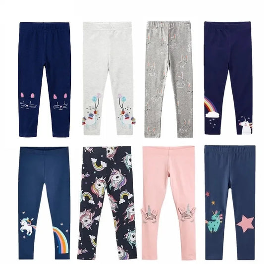 2 3 4 5 6 7 Years Girls Leggings 100% Cotton Girl's Trousers Little Girls Pants Skinny Cartoon Kids Children Leggings Trousers