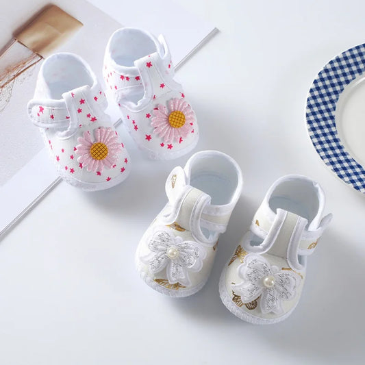 0-12M Newborn Baby Shoes Baby Boy Girl Shoes Girl flower Bowknot Soft Sole Anti-slip Shoes First Walker Toddler Crib Shoes