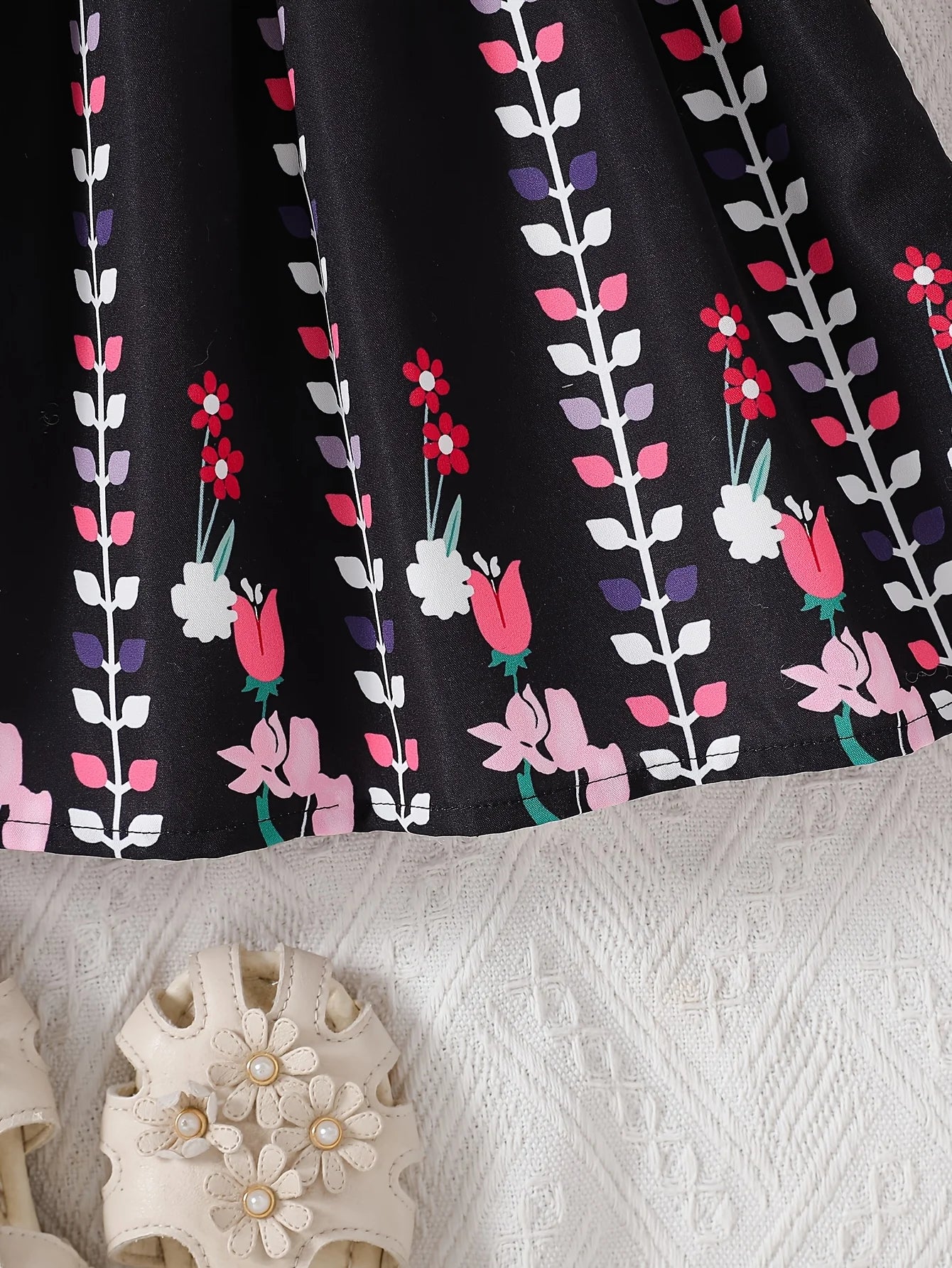 Summer Girl Dress: Lantern Sleeves + Geometric Collar Decoration | Eid al-Fitr Clothing / Birthday Gift