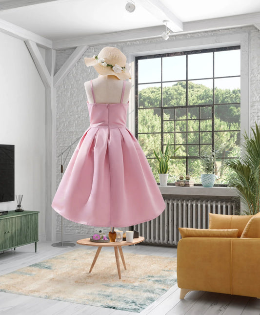 Girl's Pink Dress Summer Elegant and Sweet Sleeveless Birthday Party Dress