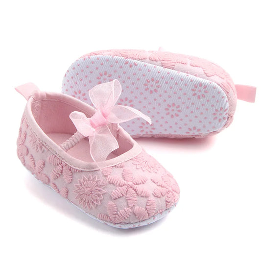 Baby Girls Shoes White Pink Embroidery Infant Prewalkers Little Girl Nonslip Christenning Baptism Wedding Spring Summer 11-13