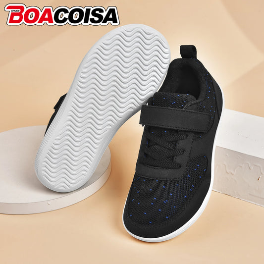 Kids Shoes Wide Toe Barefoot for Children Boys Girls Baby Sneakers Lightweight Hook&Loop Mesh Artificial Infant Toddler Tennis
