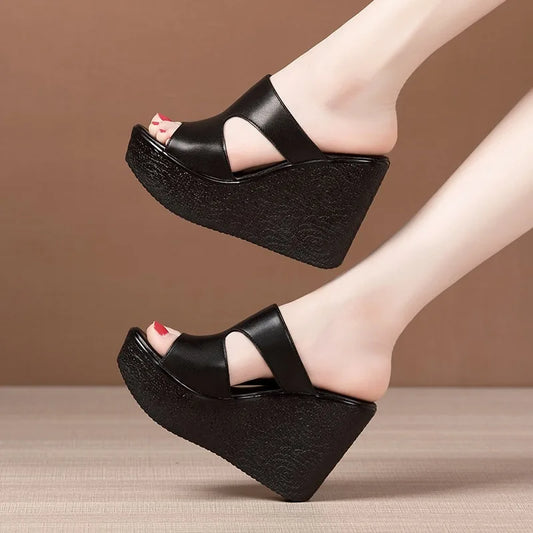2025 New Women's Wedge Platform Slippers 2025 Summer New Sexy High Heel Sandals Fashion Open Toe Beach Shoes for Women