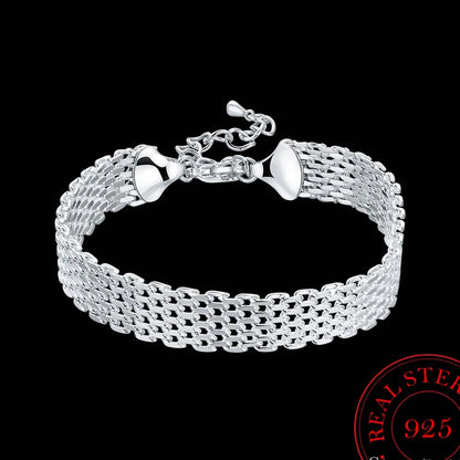 Women's Fashion Chain Bracelet Real 925 Sterling Silver Soft Watchband Charm Bracelet & Bangles Fine Jewelry Pulseiras De Prata