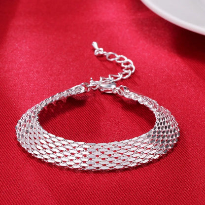 Women's Fashion Chain Bracelet Real 925 Sterling Silver Soft Watchband Charm Bracelet & Bangles Fine Jewelry Pulseiras De Prata