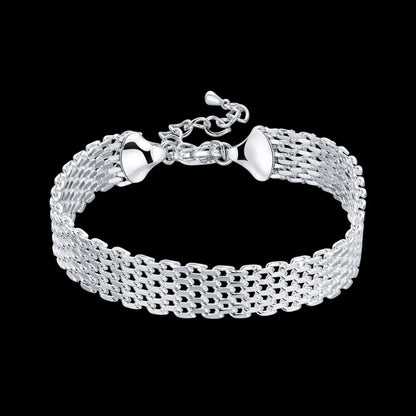 Women's Fashion Chain Bracelet Real 925 Sterling Silver Soft Watchband Charm Bracelet & Bangles Fine Jewelry Pulseiras De Prata