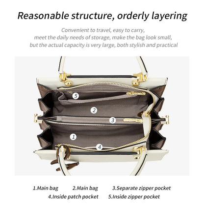 Women's Handbags Shoulder Bags For Female Luxury Designer Top-Handle Tote Bag Purse Wallet Quality Leather