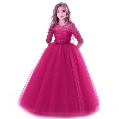 Girl's Dress Long dresses for girls aged 4-12 baby birthday dress Girls' beauty pageant dress Elegant wedding flower girl dress