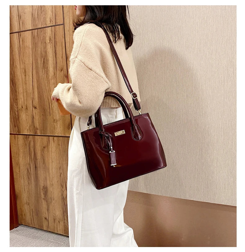 Women Handbags High Quality Patent Leather Women's Bag Fashion Shoulder bag Luxury Tote bag+card package Designer Messenger Bags