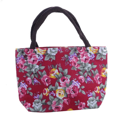 Women's Handbag Rose Print Fashion Casual Canvas Bag For Ladies Spring and Autumn 2024 New Travel Portable Bag