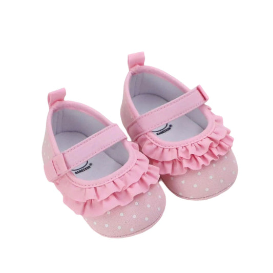 Spring Infant Baby Girls Princess Shoes Dots Print Soft Non-slip Bottom First Walker Shoes