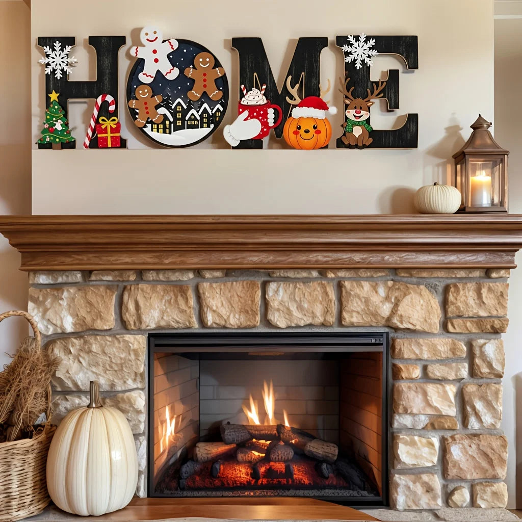1set Christmas European and American Style Home Sign Set - Wooden Wall Decor with Festive Atmosphere - for Holiday Decoration