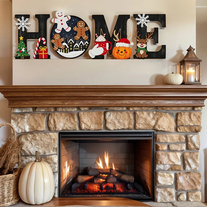 1set Christmas European and American Style Home Sign Set - Wooden Wall Decor with Festive Atmosphere - for Holiday Decoration