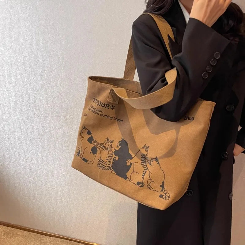 Women's Canvas Tote Bag Fashionable Spacious Durable Shoulder Bag with Zipper Closure and Classic Design Perfect for Work