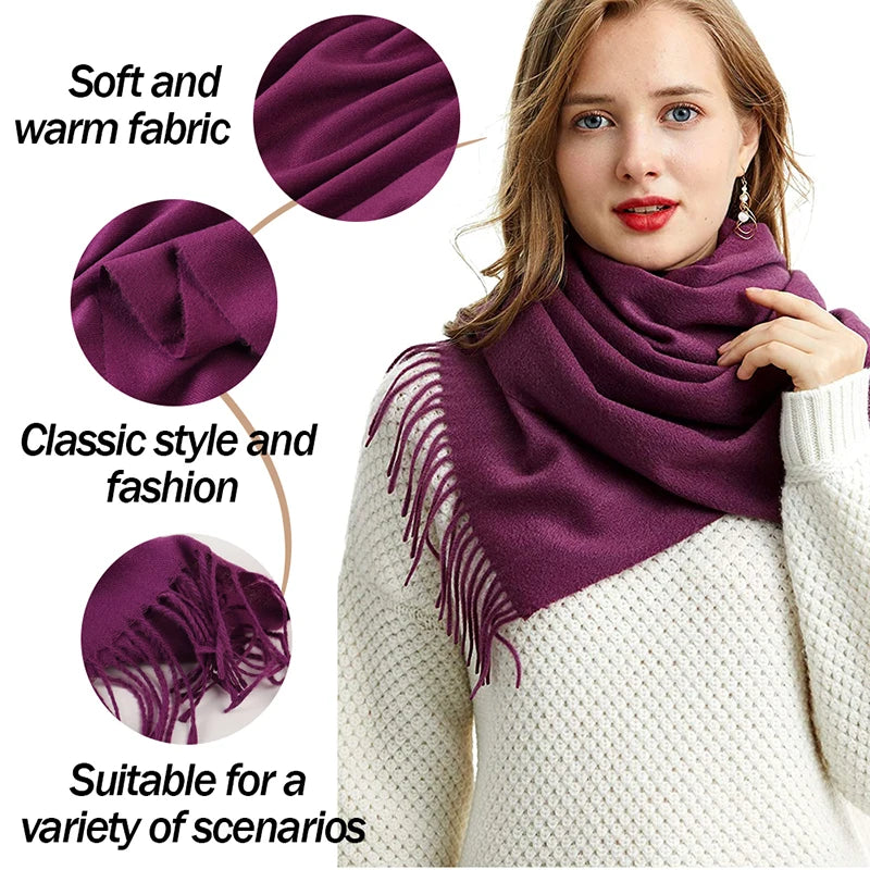 Women's Scarf Pashmina Shawls and Wraps for Evening Dresses Travel Office Winter Wedding Cashmere Feel Large Scarves