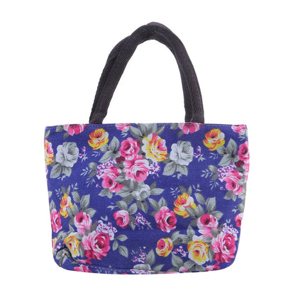 Women's Handbag Rose Print Fashion Casual Canvas Bag For Ladies Spring and Autumn 2024 New Travel Portable Bag