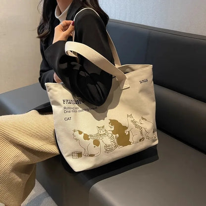 Women's Canvas Tote Bag Fashionable Spacious Durable Shoulder Bag with Zipper Closure and Classic Design Perfect for Work