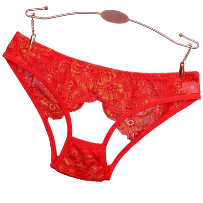 Women's Briefs Low Waist Hollow Lace French Knickers Panties Lingerie Briefs Mesh Sheer Thongs Underwear Female