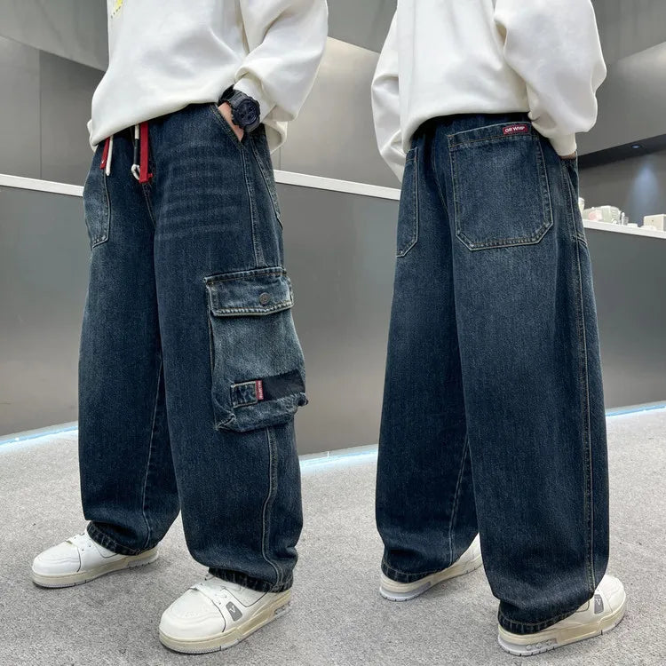 Boys Jeans For Children's Pants Kids New Clothing Trousers Loose Spring/Autumn Clothes Teenager Casual Jeans 4-14Y