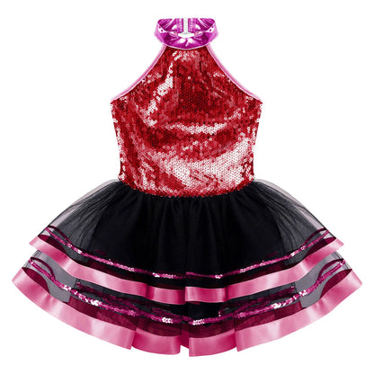 Summer Girls Clothes Sequins Tutu Dress for Dancing Birthday Party Ball Gown Festival Ballet Jazz Dance Costume Holiday Dresses