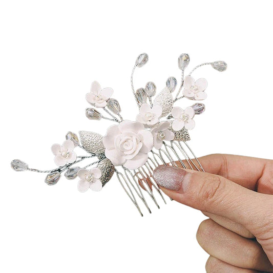 Bridal Wedding Hair Accessories Flower Shiny Rhinestones Hair Combs Barrette Jewelry Luxurious Women Bride Headpiece