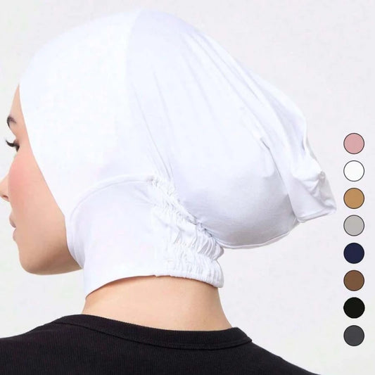 Muslim Inner Cap Hijab For Women Solid Underscarf Ramadan Strap Turban Hat Islamic Muslim Hijabs Ready To Wear Stretch Turban
