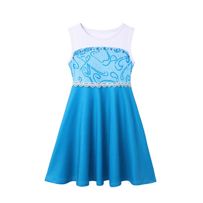 Summer Casual Dress for Girls Mermaid Dress One-Shoulder Sling Short Sleeve Cosplay Princess Costume Casual Vest 2-10 Years