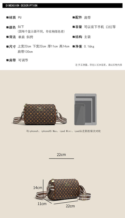 Women's Bag New Alphabet Print Shoulder Bag Fashion Retro Pillow Bag High-End Crossbody Bag Trendy