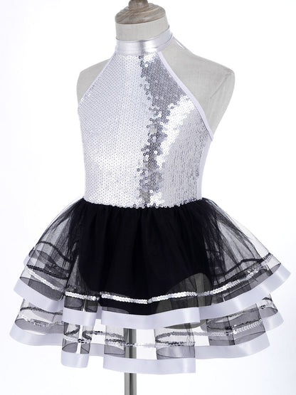 Summer Girls Clothes Sequins Tutu Dress for Dancing Birthday Party Ball Gown Festival Ballet Jazz Dance Costume Holiday Dresses