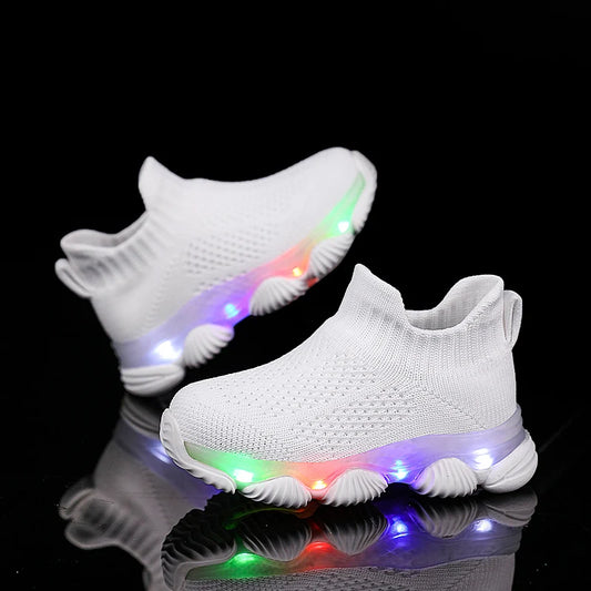 2025 new baby and toddler sports shoes for boys and girls, with LED lights, illuminated shoes, comfortable and breathable sports