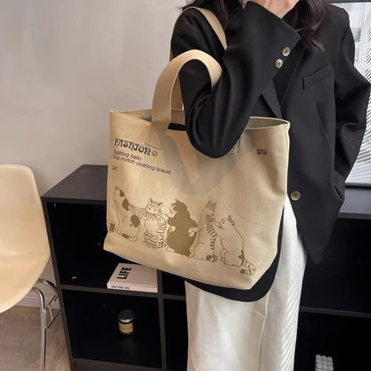 Women's Canvas Tote Bag Fashionable Spacious Durable Shoulder Bag with Zipper Closure and Classic Design Perfect for Work