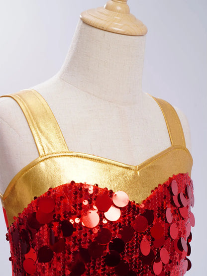 Summer Girls Clothes Sequins Tutu Dress for Dancing Birthday Party Ball Gown Festival Ballet Jazz Dance Costume Holiday Dresses