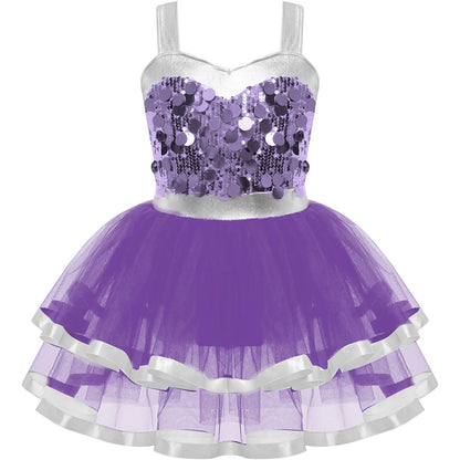 Summer Girls Clothes Sequins Tutu Dress for Dancing Birthday Party Ball Gown Festival Ballet Jazz Dance Costume Holiday Dresses