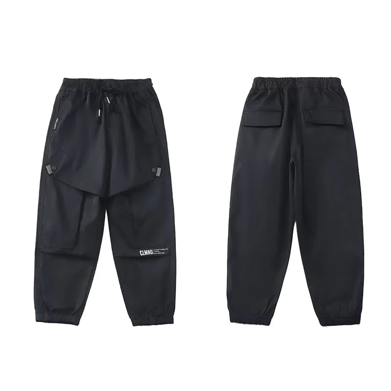 Boys Fashion Letter Print Cotton Cargo Pants 5-14 Years Spring Autumn Casual Sweatpants for Daily Outdoor Kids Clothes