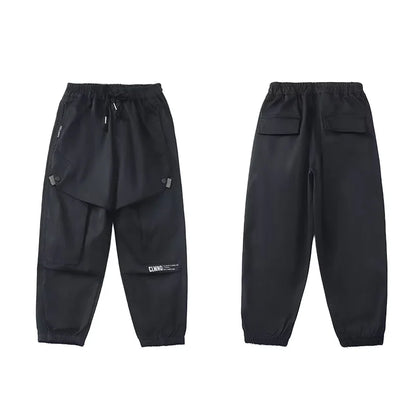 Boys Fashion Letter Print Cotton Cargo Pants 5-14 Years Spring Autumn Casual Sweatpants for Daily Outdoor Kids Clothes