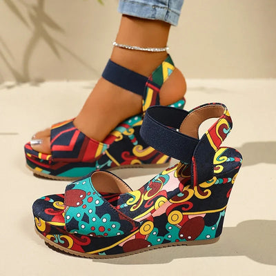Shoes for Women 2025 New Women Wedge Sandals Retro Ethnic Printing Platform Sandals Ladies Casual Comfortable Outdoor Sandals