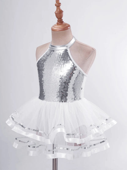 Summer Girls Clothes Sequins Tutu Dress for Dancing Birthday Party Ball Gown Festival Ballet Jazz Dance Costume Holiday Dresses