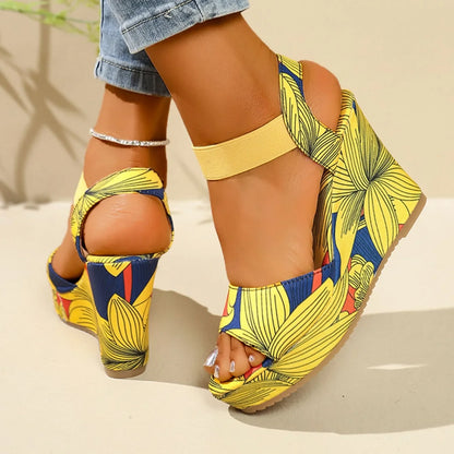 Shoes for Women 2025 New Women Wedge Sandals Retro Ethnic Printing Platform Sandals Ladies Casual Comfortable Outdoor Sandals