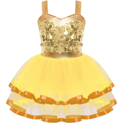 Summer Girls Clothes Sequins Tutu Dress for Dancing Birthday Party Ball Gown Festival Ballet Jazz Dance Costume Holiday Dresses