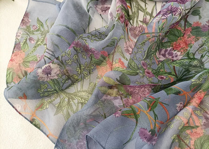 Women Elegant Chiffon Silk Scarves Fashion Versatile Flower Wraps Summer Beach Sunscreen Thin Scarf Georgette Bandana Hijab