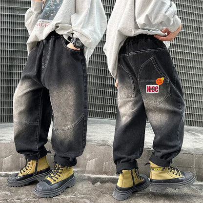 Boys Jeans For Children's Pants Kids New Clothing Trousers Loose Spring/Autumn Clothes Teenager Casual Jeans 4-14Y