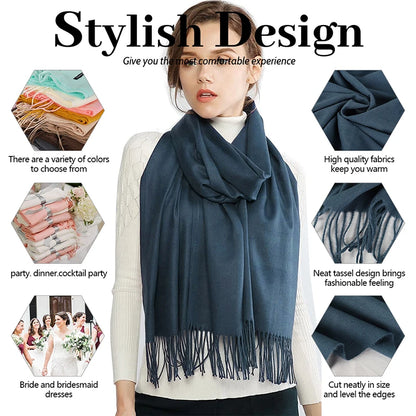 Women's Scarf Pashmina Shawls and Wraps for Evening Dresses Travel Office Winter Wedding Cashmere Feel Large Scarves