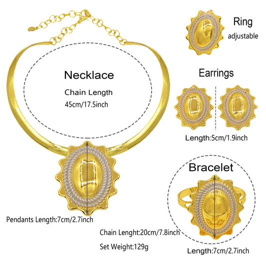 Jewelry Sets For Women Pendant Necklace Gold Plated Silver Simple Fashion Design Big Earring Bracelet Ring Sets Exquisite Gifts