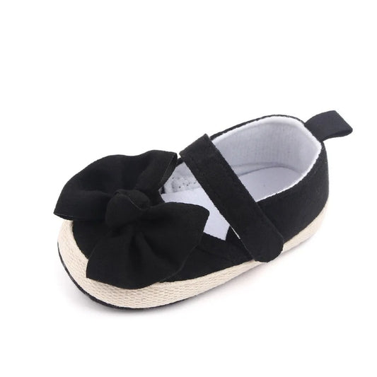 Soft Soles Baby Girls Shoe Non-slip Solid Color Butterfly Knot Shoes Bowknot Cloth Sole Princess Shoes Baby Girl Dress