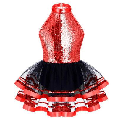 Summer Girls Clothes Sequins Tutu Dress for Dancing Birthday Party Ball Gown Festival Ballet Jazz Dance Costume Holiday Dresses