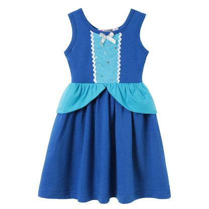Summer Casual Dress for Girls Mermaid Dress One-Shoulder Sling Short Sleeve Cosplay Princess Costume Casual Vest 2-10 Years